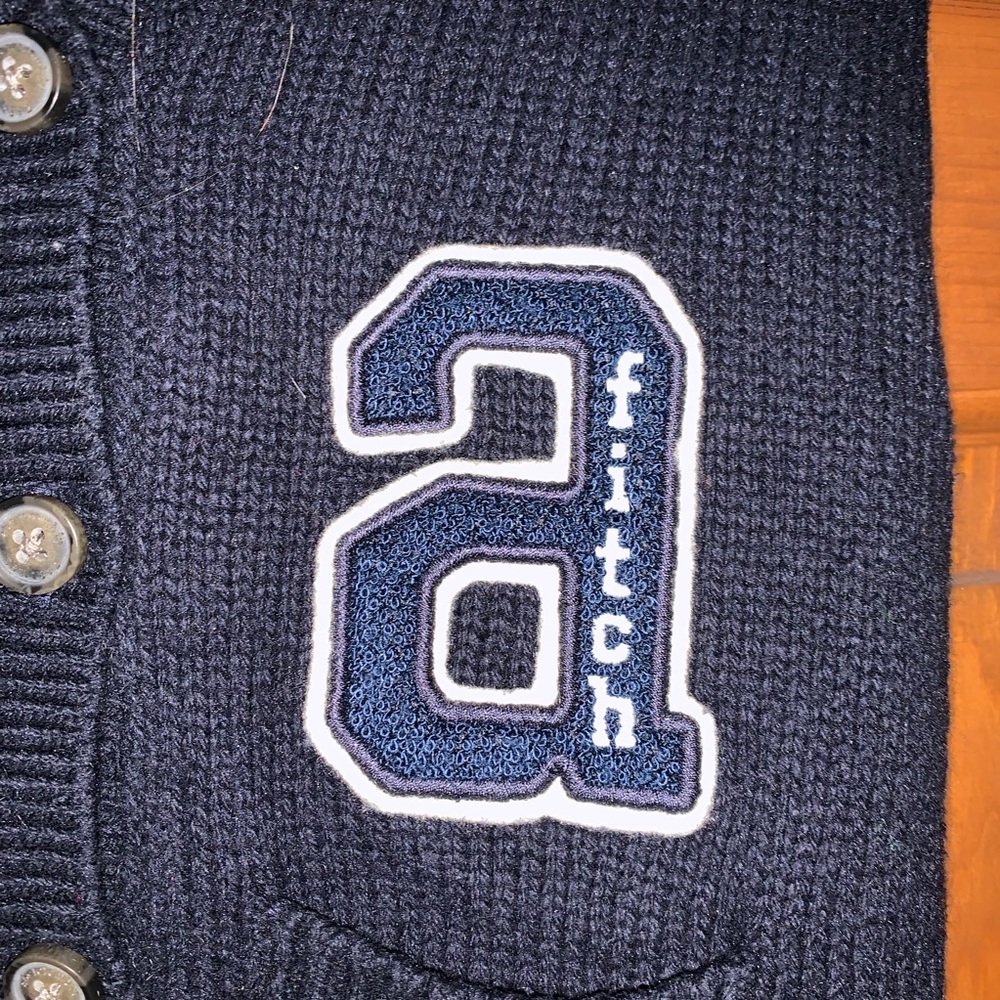 Abercrombie and Fitch Navy Varsity Sweater - Picture 2 of 3